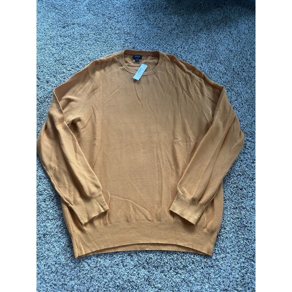 NEW J CREW Sweater size L Mens Pullover Cotton Garter Stitch H6060 ORANGE H24
